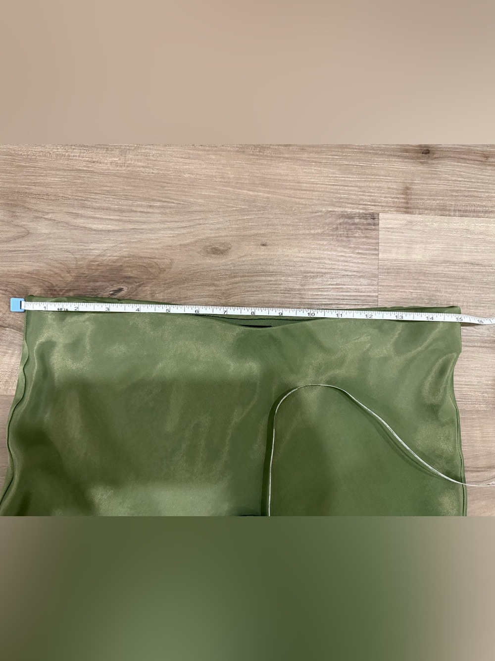 Zara Olive Satin Slip Skirt, L - Picture 6 of 6
